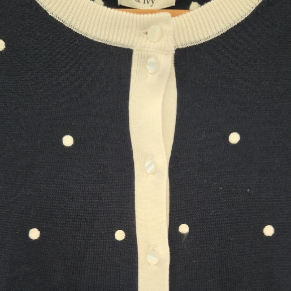 Cynthia Rowley Blue and White Polka Dot Cardigan Small 100% Cotton New W/Tags - Picture 5 of 11
